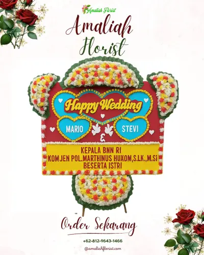 Karangan Papan Bunga Pernikahan di Onozitoli Olora